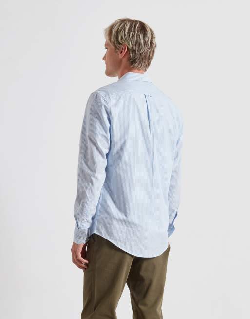 Farah - Brewer - Gestreept overhemd met lange mouwen in marineblauw en wit, 2 van 4