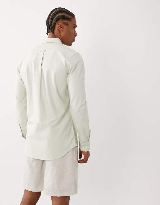 Farah Brewer long sleeve logo shirt in light green, 3 of 5