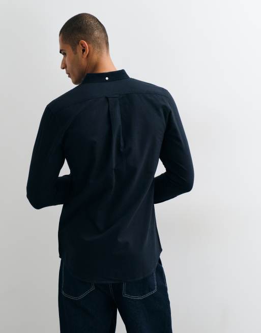 Farah Brewer long sleeve logo shirt in navy, 5 of 5