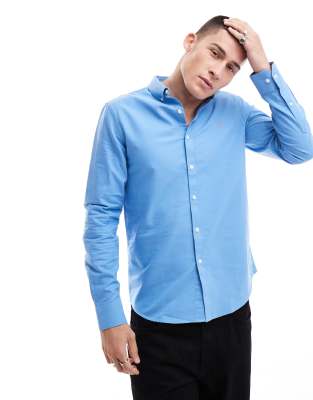 Farah brewer long sleeve shirt in blue