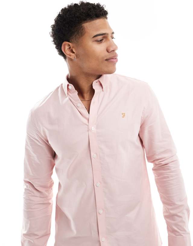 Farah - brewer long sleeve shirt in pink