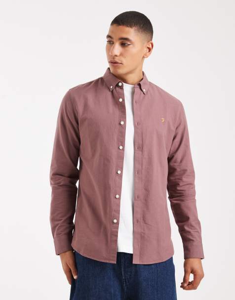 Farah brewer long sleeve shirt in purple - view 1