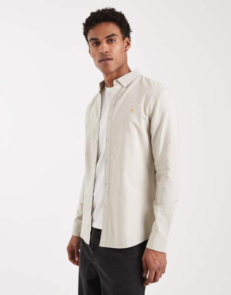 Farah brewer longsleeve shirt in cream - view 1
