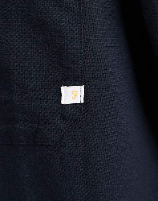Farah - Brewer - Recht overhemd met lange mouwen in marineblauw  , 5 van 5