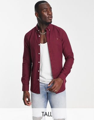 Farah Brewer shirt in burgundy  - ASOS Price Checker