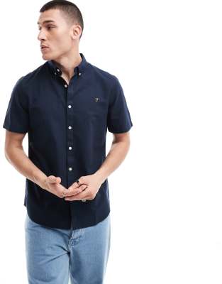 Farah brewer short sleeve shirt in navy