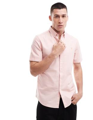 Farah brewer short sleeve shirt in pink