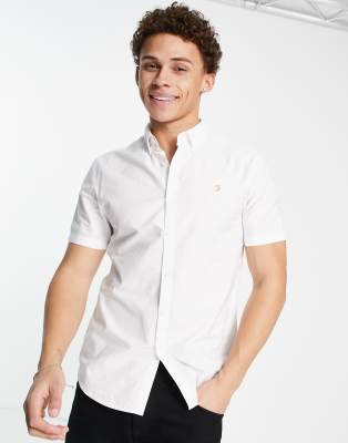 Farah brewer short sleeve shirt in white