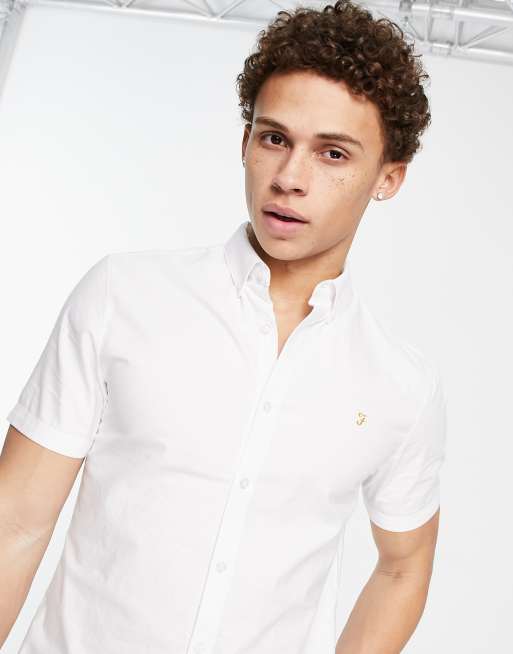 farah white short sleeve shirt