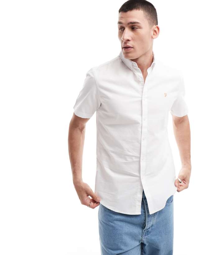 Farah - brewer short sleeve shirt in white