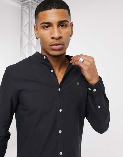 Slim fit hot sale collarless shirt