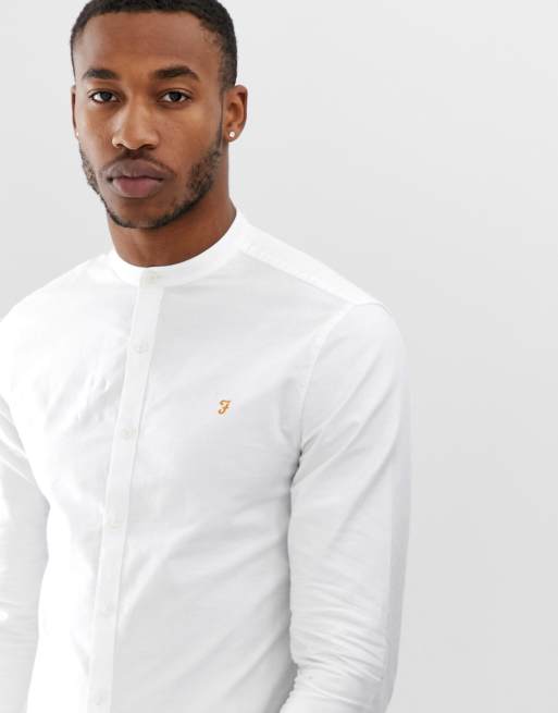 white slim fit grandad shirt