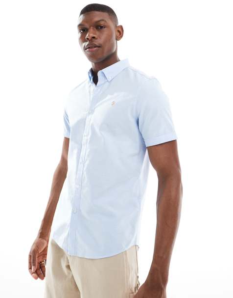 Farah Brewer slim fit long sleeve shirt in blue - view 1