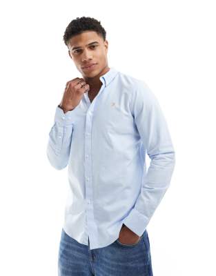 Brewer slim fit long sleeve shirt in light blue