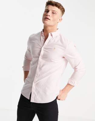 Farah Farah Brewer slim fit long sleeve shirt in pink