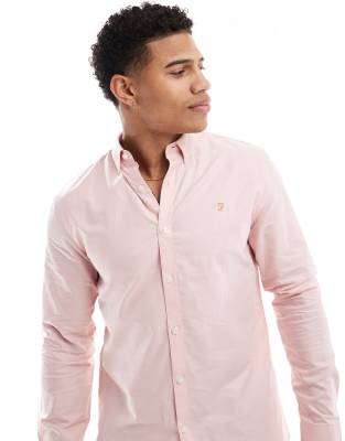 Farah Farah Brewer slim fit long sleeve shirt in pink