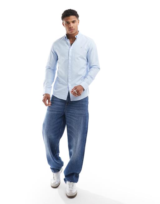 Farah - Brewer - Slim-fit overhemd met lange mouwen in lichtblauw , 2 van 4