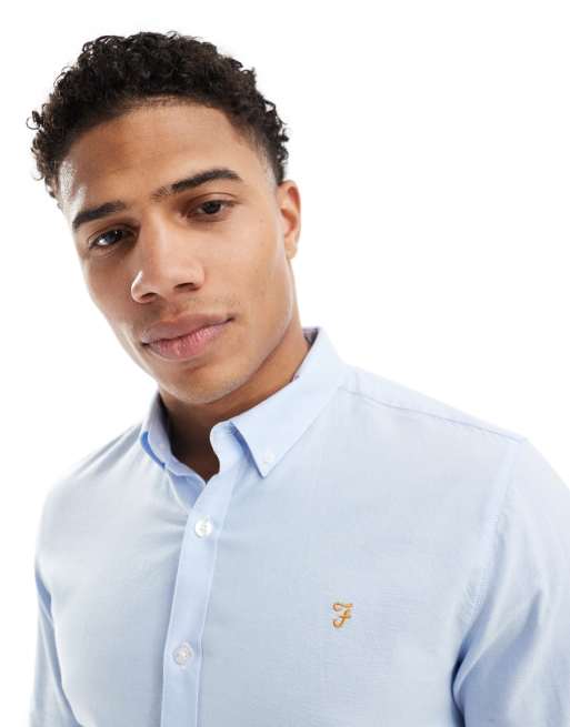 Farah - Brewer - Slim-fit overhemd met lange mouwen in lichtblauw , 3 van 4
