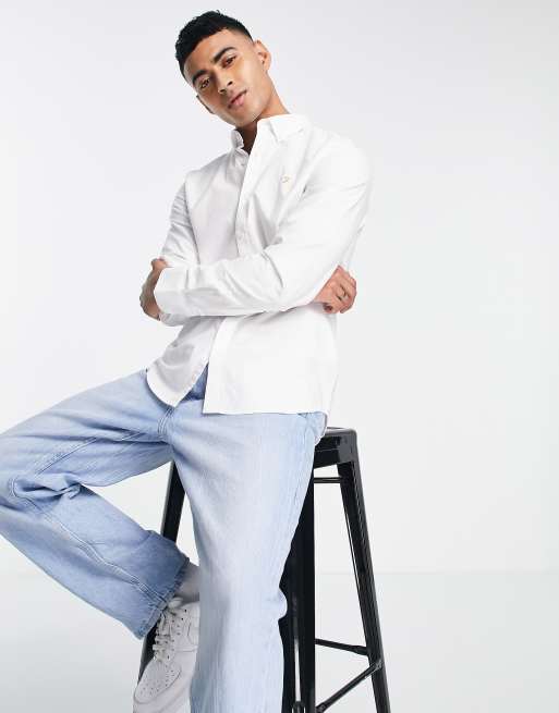 Farah - Brewer - Slim-fit overhemd met lange mouwen in wit 
