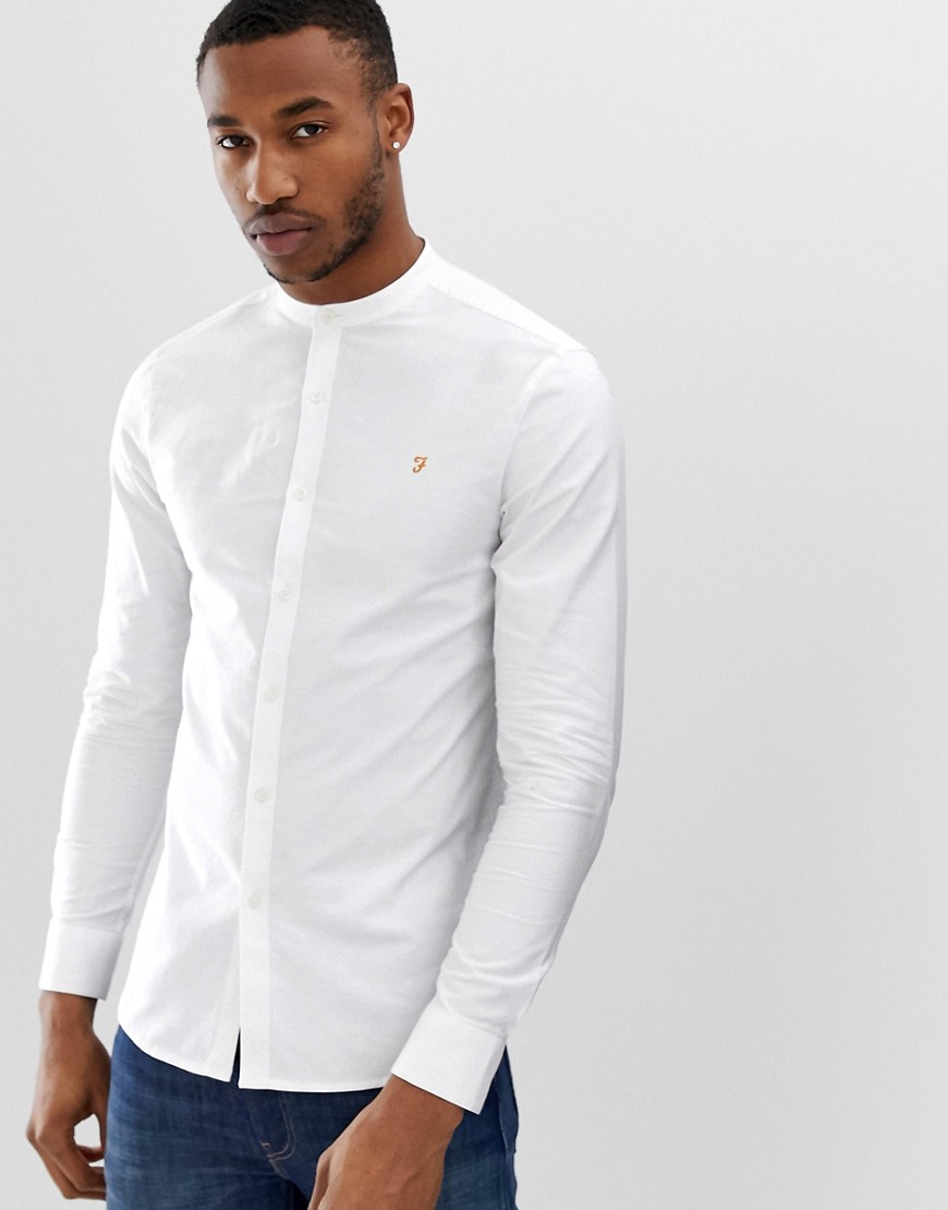 Farah Brewer - Slim-fit overhemd zonder kraag in wit