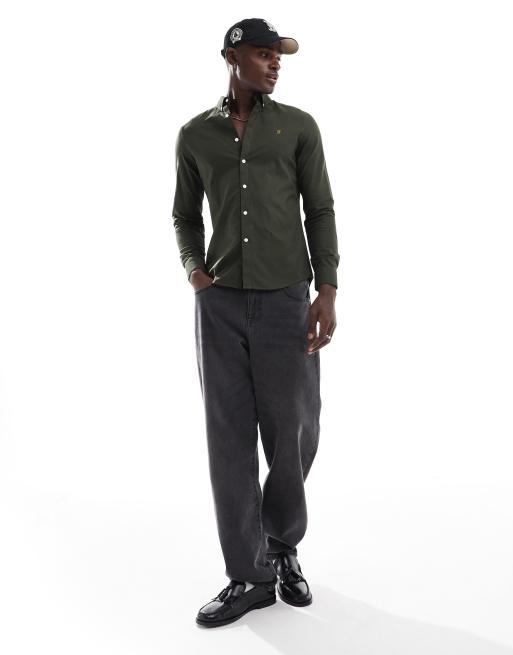 Farah - Brewer - Slim-fit oxford overhemd met lange mouwen in kaki , 3 van 4