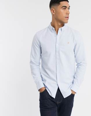 Farah Brewer slim fit oxford shirt in blue