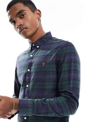 Brewer slim fit plaid shirt in green