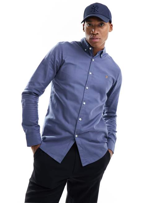 Farah Brewer slim fit shirt in blue 