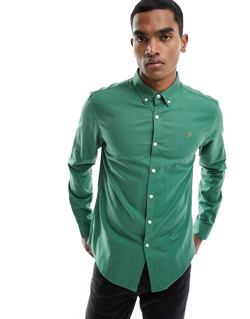 Farah Brewer Slim Fit Shirt In Green