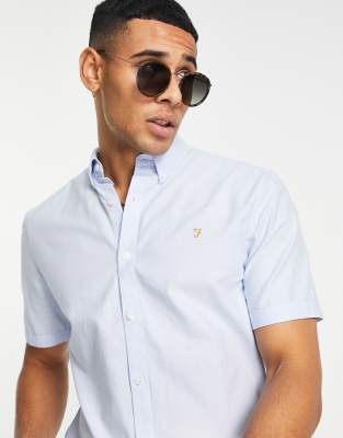 Brewer slim fit short sleeve shirt in blue