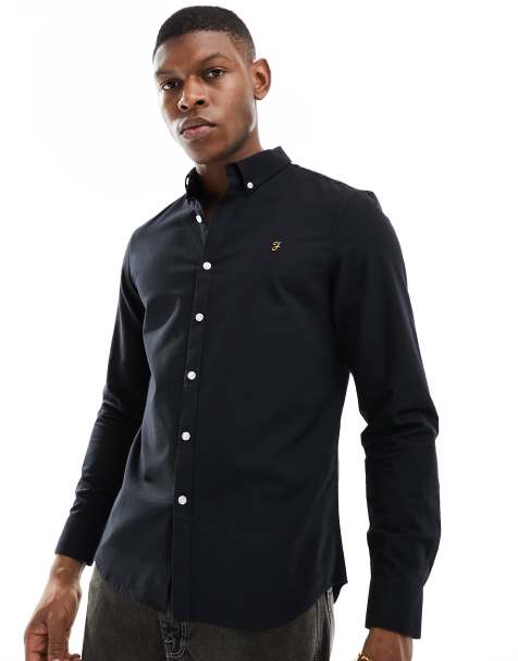 Farah - Brewer - Sort og langærmet slim fit-skjorte - view 1