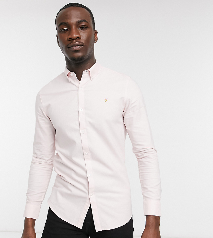 Farah Brewer tall organic cotton slim fit oxford shirt in pink
