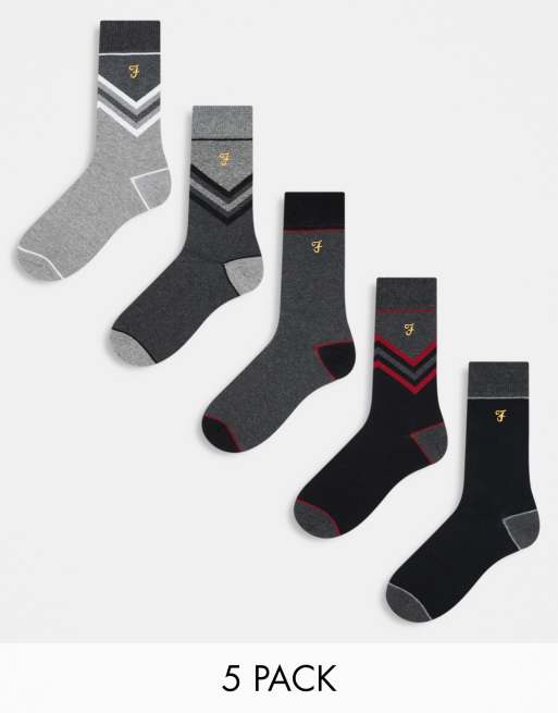  Farah bryar 5 pack socks in grey mix