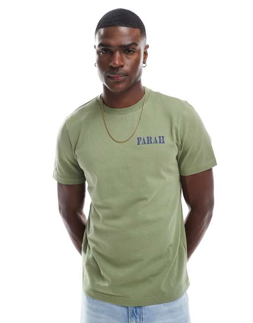 Farah – Bulford – T-Shirt in Grün mit Brust- und Rückenprint, 2 von 4