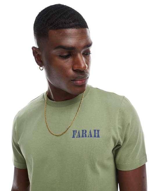Farah - Bulford - T-shirt met print voor en achter in groen, 4 van 4