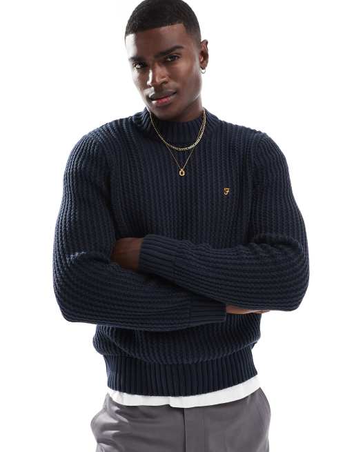 Farah Burlington fisherman jumper in navy ASOS