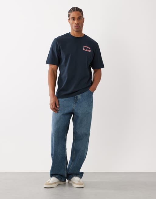Farah Caligo graphic logo t-shirt with back print in navy, 2 of 5