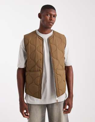 Farah Cambell padded vest gilet in brown