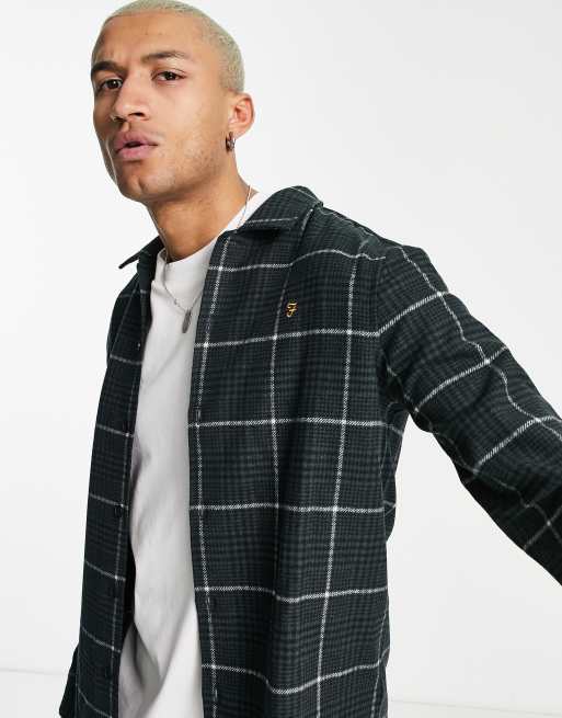 Farah - Camicia a quadri blu navy e verde