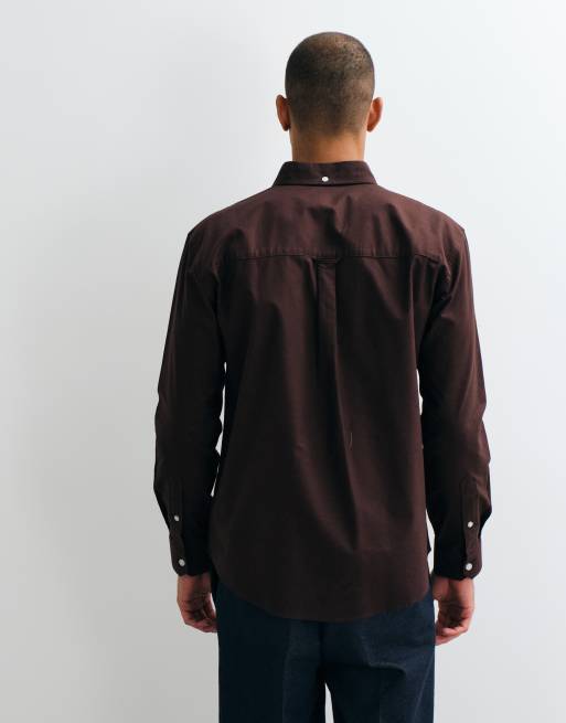 Farah - camisa de manga larga con logo en marrón oscuro, 3 de 5