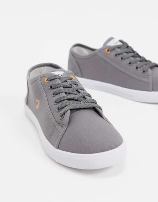 Farah canvas lace up plimsolls in grey