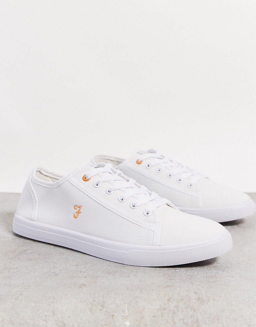 Farah canvas lace up sneakers in white