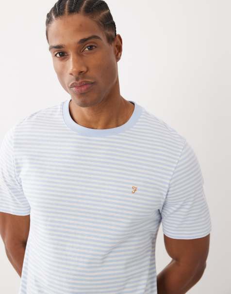 Farah - Castle - Camiseta a rayas azul claro y blancas con logo - view 1