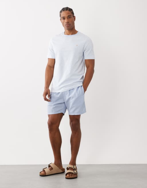 Farah Castle stripe logo t-shirt in light blue / white, 2 of 5
