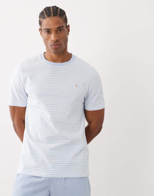 Farah Castle striped logo T-shirt in light blue/white, 3 of 5