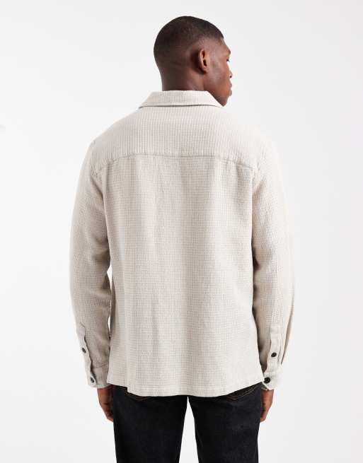 Farah castlefield longsleeve shirt in cream, 3 of 5