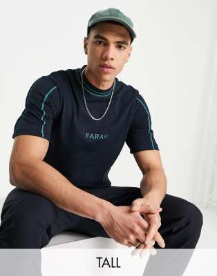 Farah Chain central chest logo t-shirt in navy - ASOS Price Checker