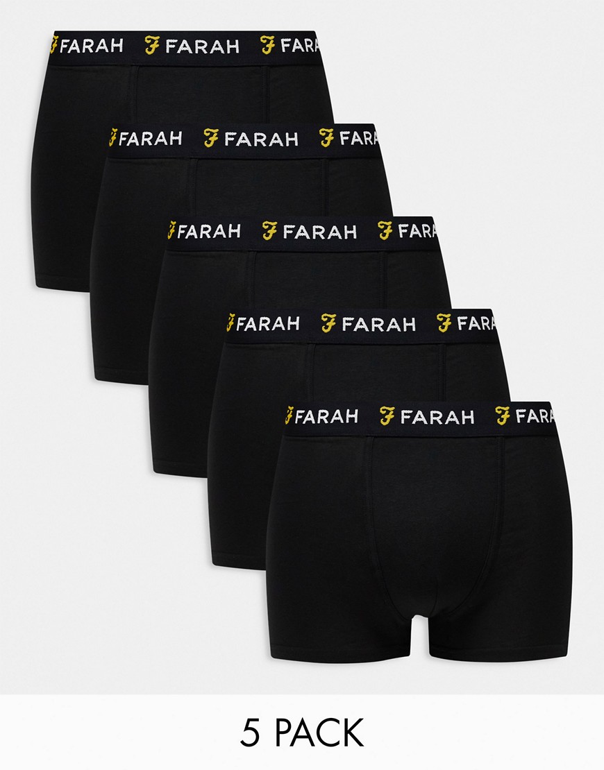 Farah chorley 5 pack boxers in black