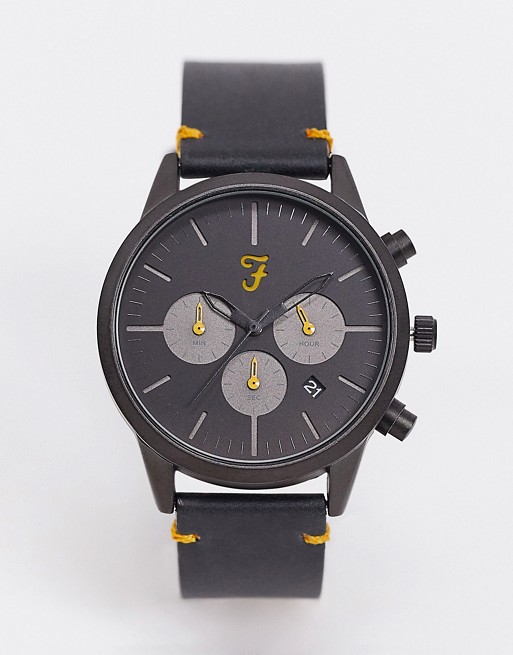 Farah chronograph leather watch