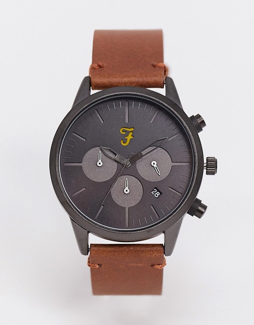 Farah chronograph leather watch